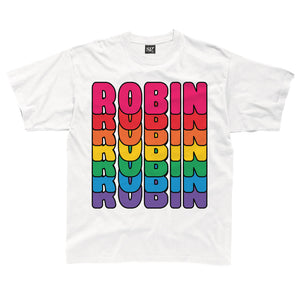 Personalised retro rainbow text kids t-shirt