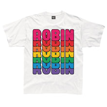 Load image into Gallery viewer, Personalised retro rainbow text kids t-shirt