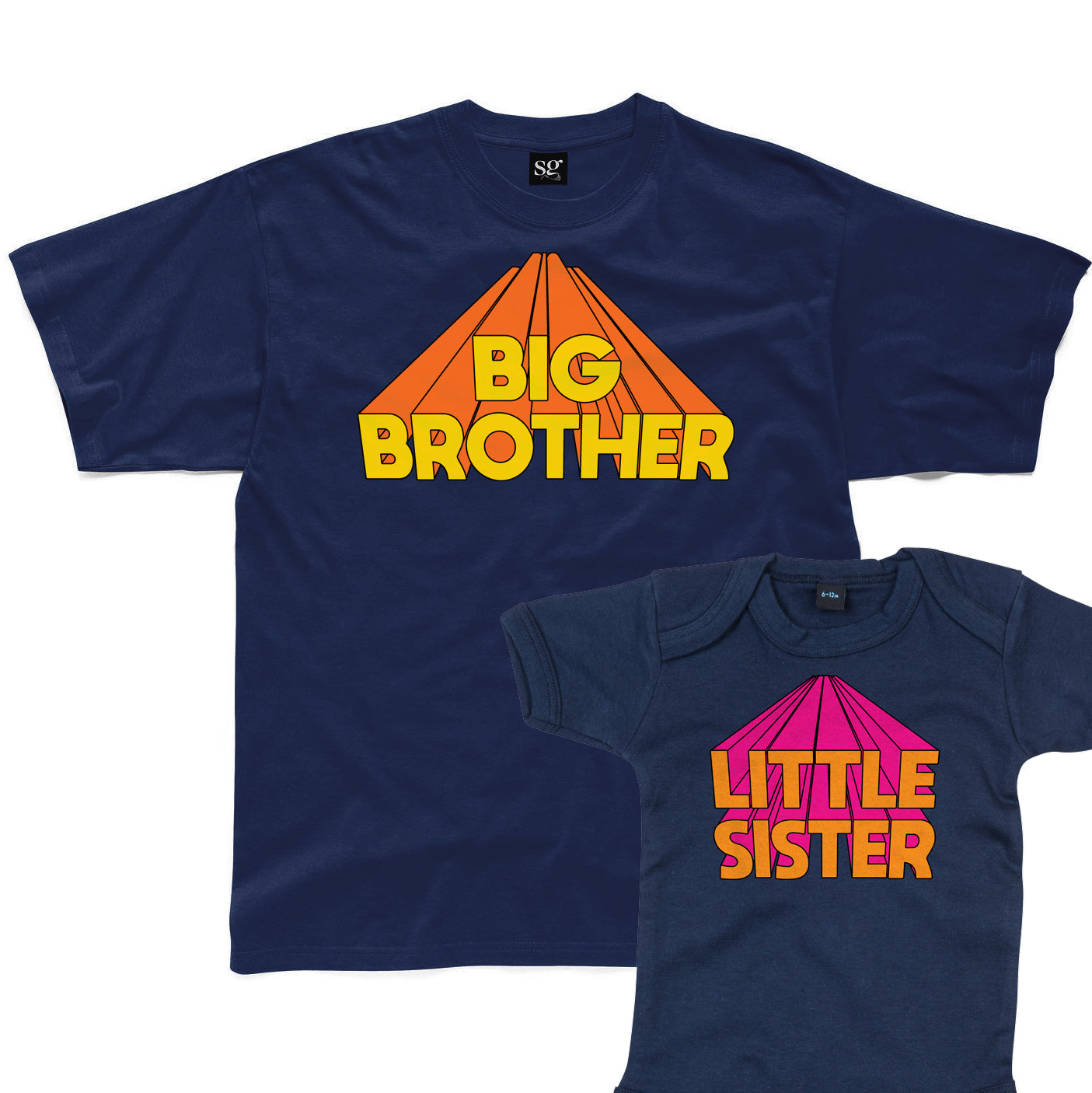 Sibling Navy T-Shirt and Babygrow Bundle