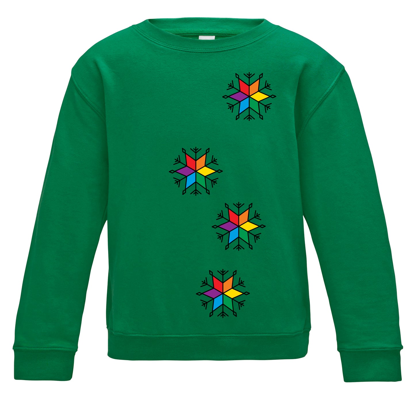 Christmas Rainbow Snowflakes Kids Sweatshirt