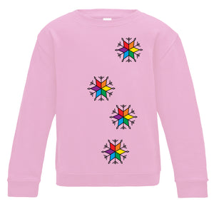 Christmas Rainbow Snowflakes Kids Sweatshirt
