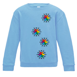 Christmas Rainbow Snowflakes Kids Sweatshirt