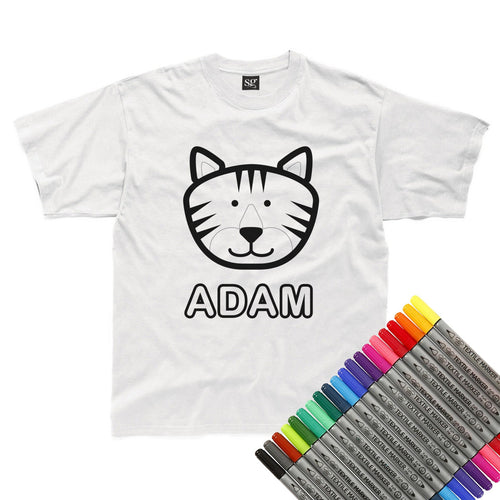 Personalised Colour-In Tiger T-Shirt (fabric pens optional)