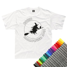 Load image into Gallery viewer, Witch Halloween Colour In T-Shirt (fabric pens optional)