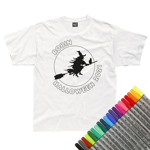 Witch Halloween Colour In T-Shirt (fabric pens optional)