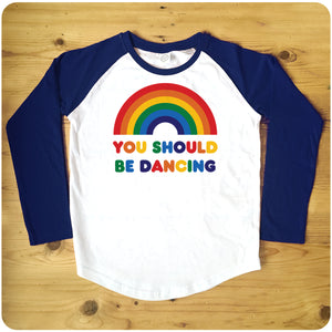 You Should Be Dancing Red or Navy Raglan Baseball Women's T-Shirt