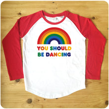 Load image into Gallery viewer, You Should Be Dancing Red or Navy Raglan Baseball Women&#39;s T-Shirt